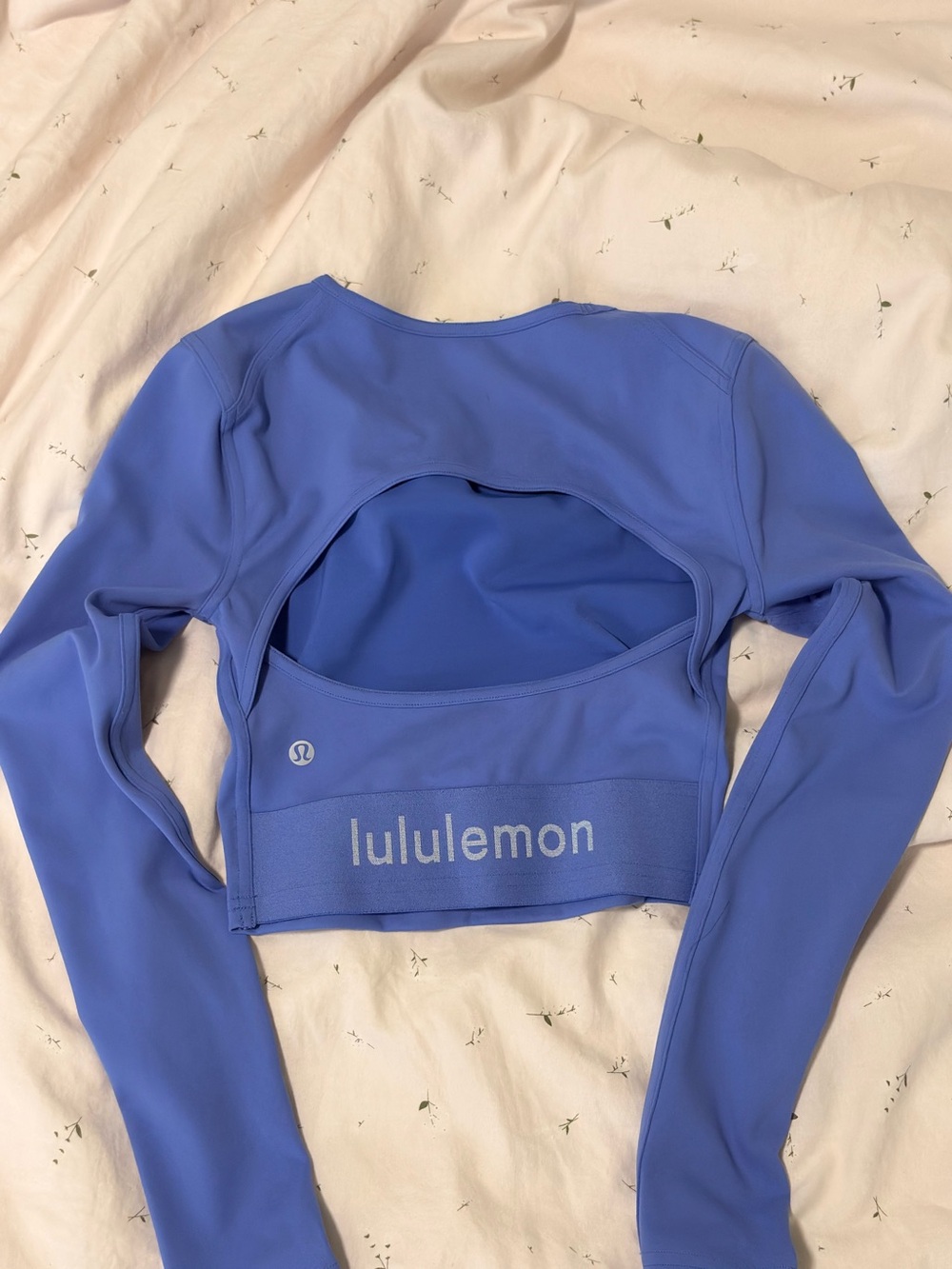 lululemon athletica Periwinkle Open-Back Long Sleeve Crop Top